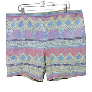 Vintage Cheetah Mervyn's Colorful Geometric 80s Pattern Swim Shorts Size Large